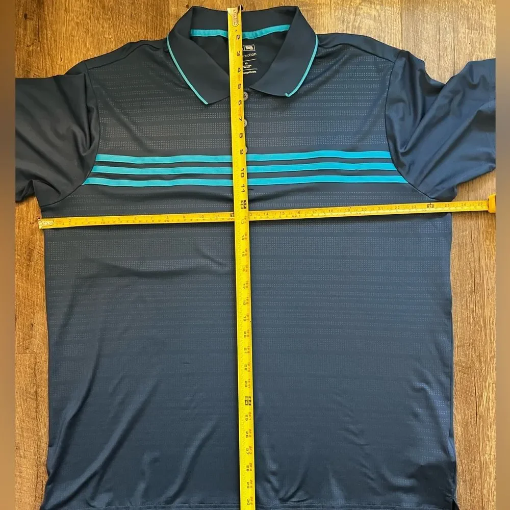 Adidas Mens Puremotion Golf Polo Shirt Short Sleeve Stripe Collared Navy Size XL - Picture 10 of 12